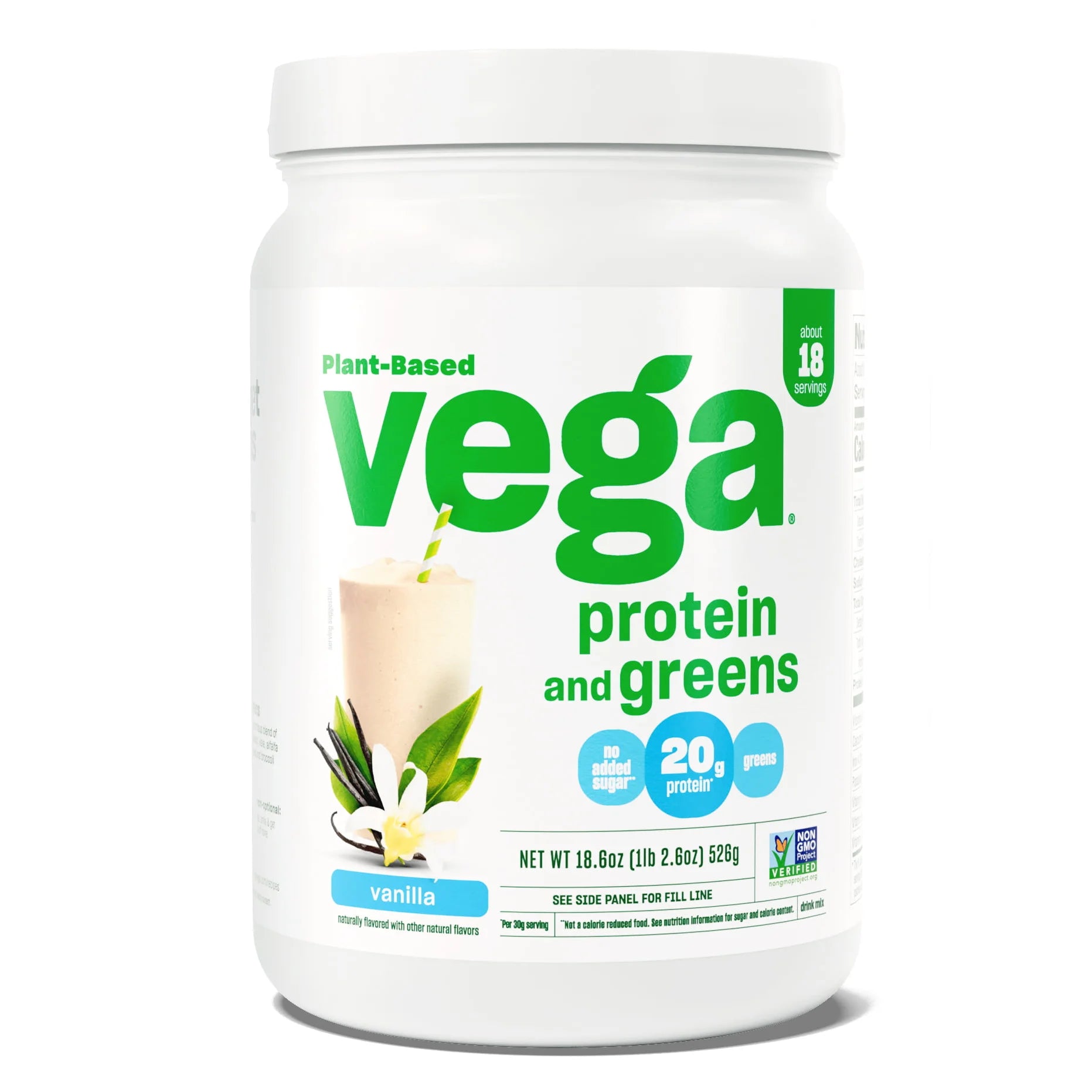 Protein & Greens, Vanilla, 18 Servings, 20G Protein, Plant Based n Protein Powder