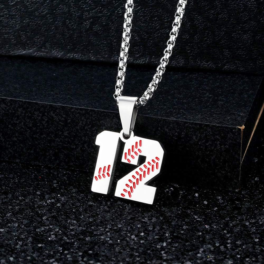 Inspiration Baseball Jersey Number Necklace Stainless Steel Charms Number Pendant for Men Women