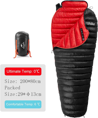 0 Degree Mummy Goose down Sleeping Bag, Compact Ultralight Sleeping Bag for Adults Cold Weather