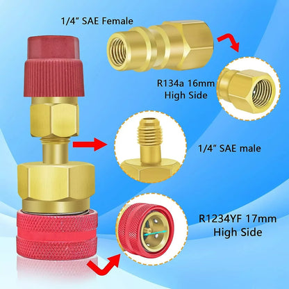 R1234YF to R134A Quick Coupler Adapter Fits Car A/C High Low Side Conversion Kit