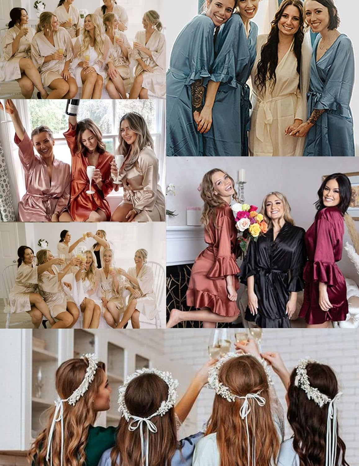 Womens Silk Ruffle Robe Short Satin Kimono Robe Half Sleeve Bathrobe Bridesmaid Wedding Party Dressing Gown