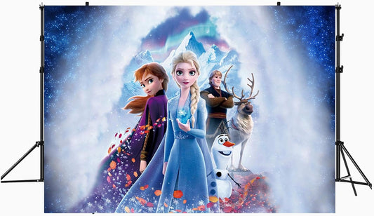 7X5Ft Frozen 2 Photography Vinyl Photo Background for Kids Birthday Party Backdrops Decoration