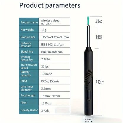 Smart Visual Ear Cleaner 1296P Ear Sticks Otoscope USB C Charging Endoscope Wax Removal Tool Earpick Mini Camera Health Care Set