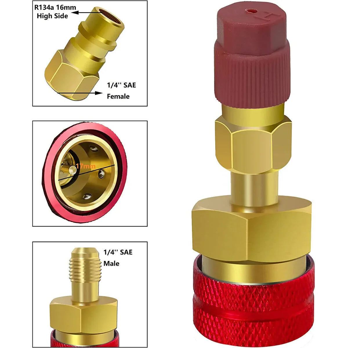 R1234YF to R134A Quick Coupler Adapter Fits Car A/C High Low Side Conversion Kit