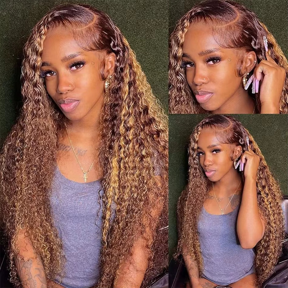 Highlight Blonde Lace Front Wig Human Hair 13X4 13X6 Hd Lace Frontal Wig Ombre Deep Wave Curly Lace Front Human Hair Wig