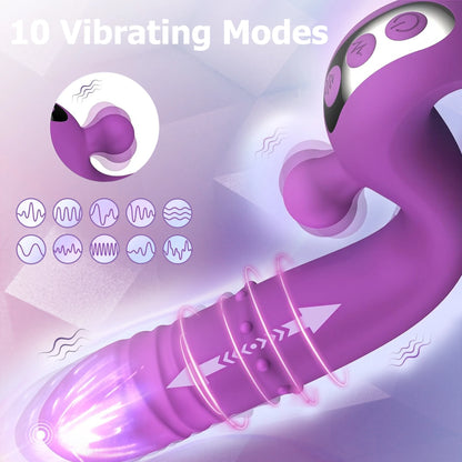 Thrusting Vibrator for Women, Female Sex Toys with 10 Vibrations Silicone Adult Toy