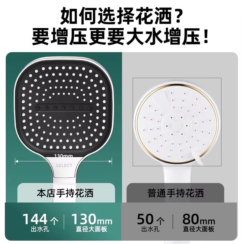 New 13CM Large Panel 3 Modes Shower Head High Pressure Water Massage Shower Head with Filter Element Bathroom Accessories