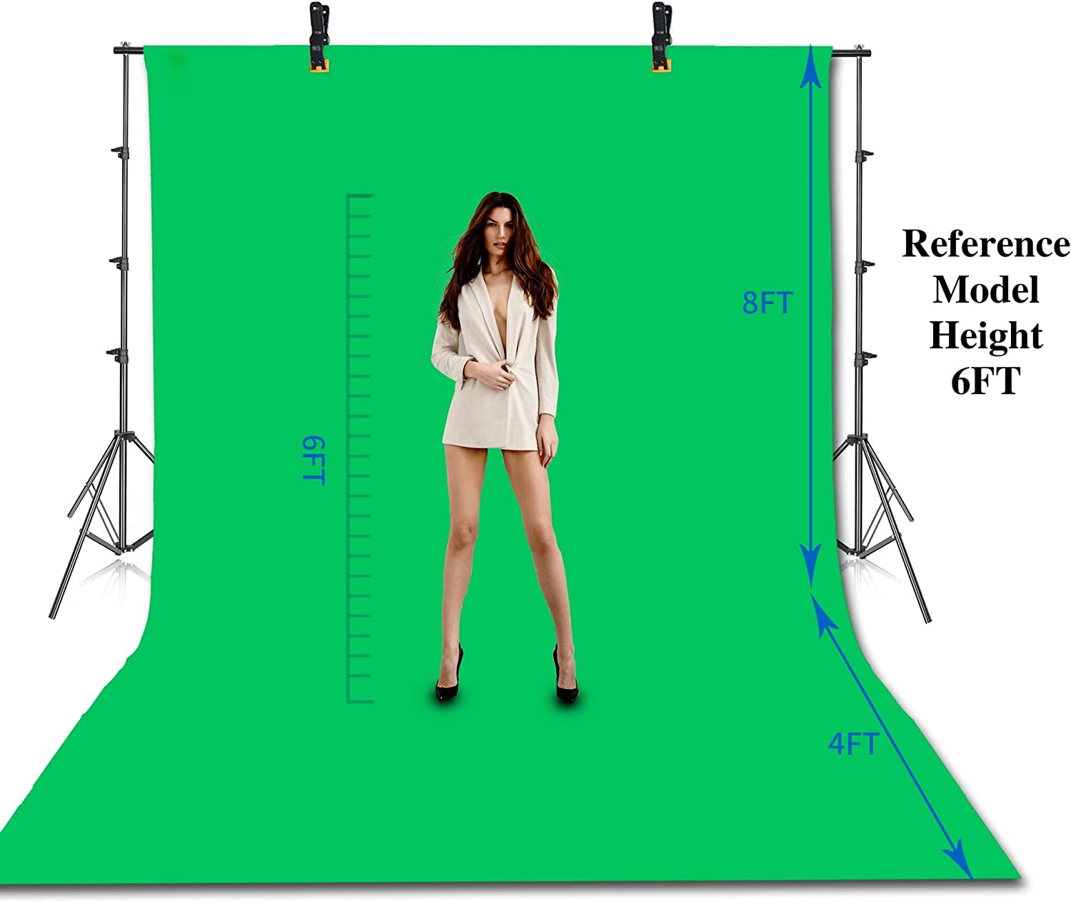 Photo Video Studio 8.5 X 10Ft Green Screen Backdrop Stand Kit, Photography Background Support System with 10 X12Ft 100% Cotton Muslin Chromakey Curtain