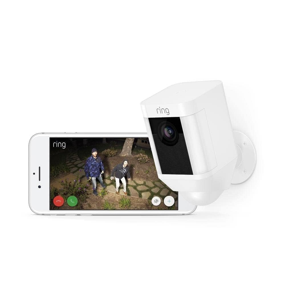 Spotlight Cam Battery HD Security Camera with Built Two-Way Talk and a Siren Alarm, Works with Alexa - White