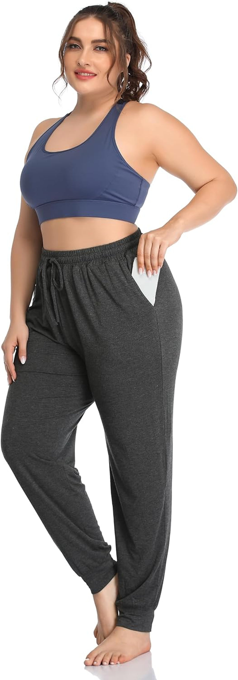 Women'S plus Size Casual Lounge Yoga Pants Comfy Relaxed Joggers Pants Drawstring with Pockets