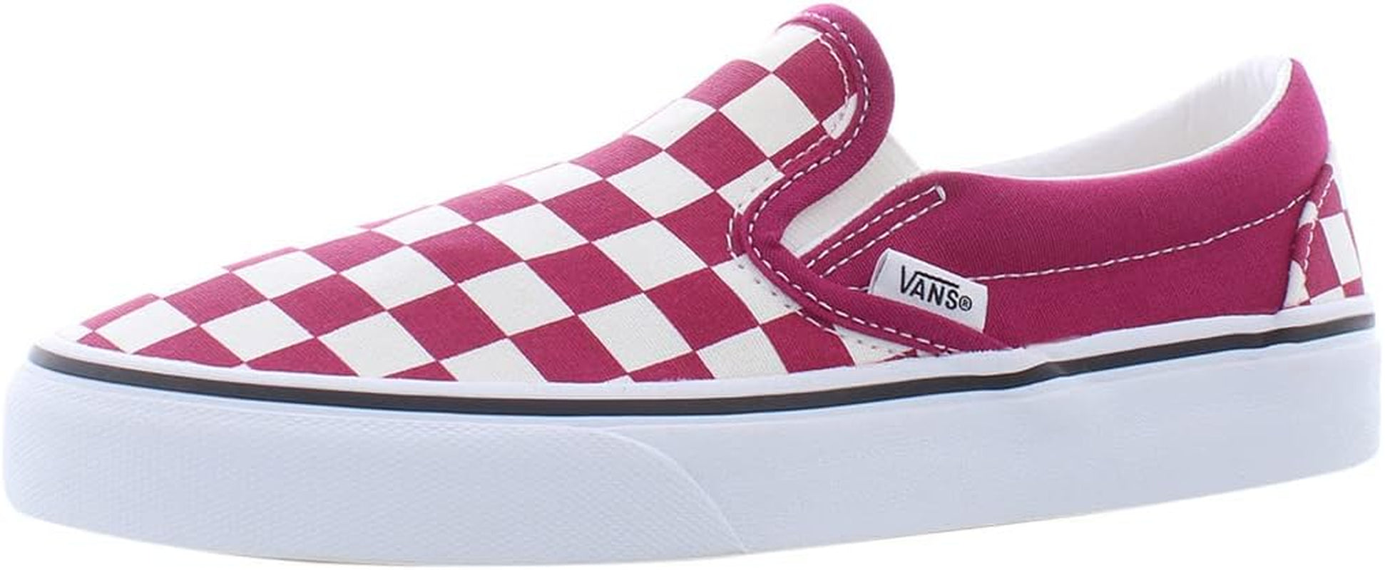 Men'S Classic Slip On, (Checkerboard) Cerise/True White, Size 6.5