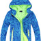 Kids Waterproof Rain Jackets Lightweight Raincoats Fleece & Knitted Lining Hooded Windbreaker for Boys Girls -Bluearrow-150