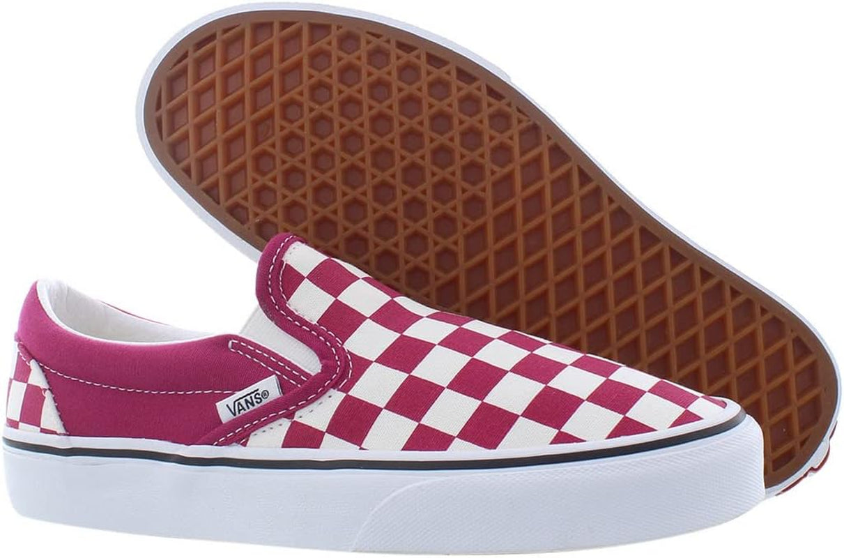 Men'S Classic Slip On, (Checkerboard) Cerise/True White, Size 6.5