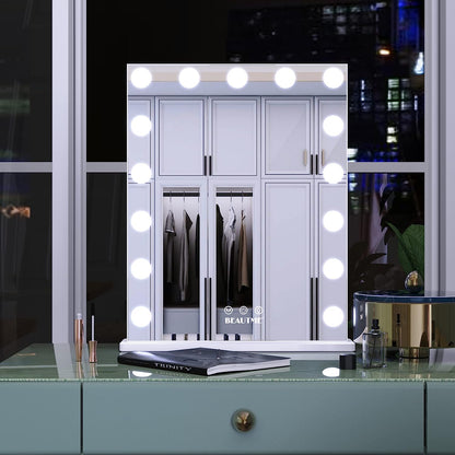 Lighted Vanity Mirror, Led Makeup Mirror, Dressing Tabletop Mirror/Wall Mirror Make up Mirror with Touch Control