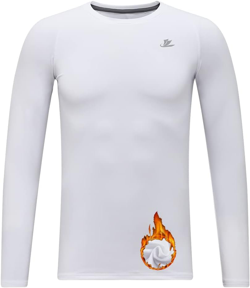 Youth Boys Compression Thermal Shirt Long Sleeve Fleece Baselayer Soccer Baseball Undershirt