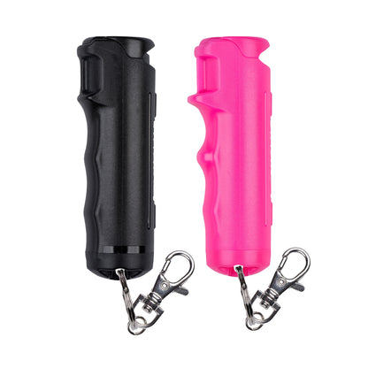 Pepper Spray with Finger Grip and Key Ring, Black and Pink, 2-Pack, New, Pocket Pepper Sprays