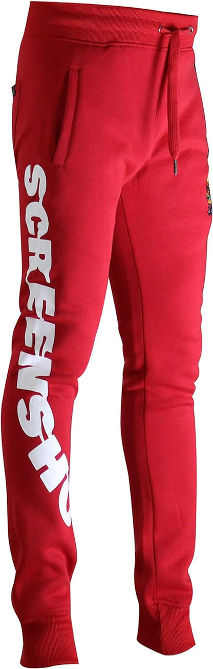 Mens Hip Hop Premium Classic Fit Urban Fleece Pants - Street Fashion Sweatpants Ribbed Wasteband with Drawstring