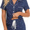 Womens Pajamas Set Short Sleeve Sleepwear Button down Nightwear Shorts Soft Pj Sets S-XXL