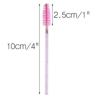 50PCS Mascara Wands,Crystal Pink Mascara Brushes, Disposable Eyelash Eyebrow Spoolies, Lash Brush for Makeup Eyelash Extensions, Eyebrow Spoolie for Lash Extension(Pink)