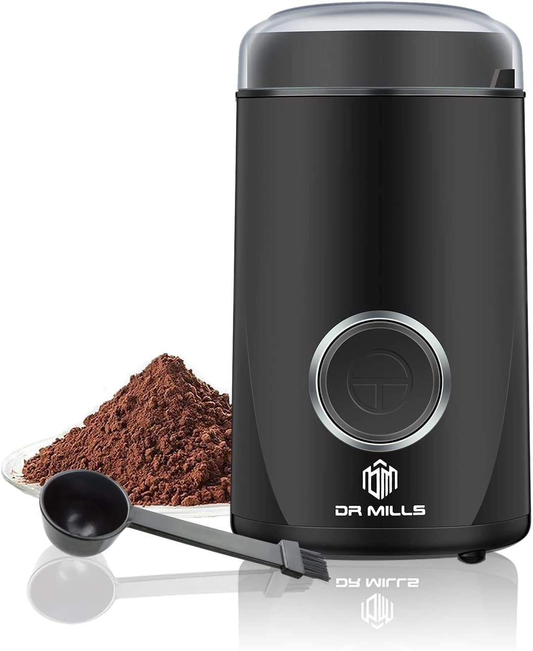 DM-7441 Coffee Grinder Electric, Coffee Bean and Dried Spice Grinder, One Touch Operation, Blade and Cup Made with SUS304 Stainless Steel (Black)