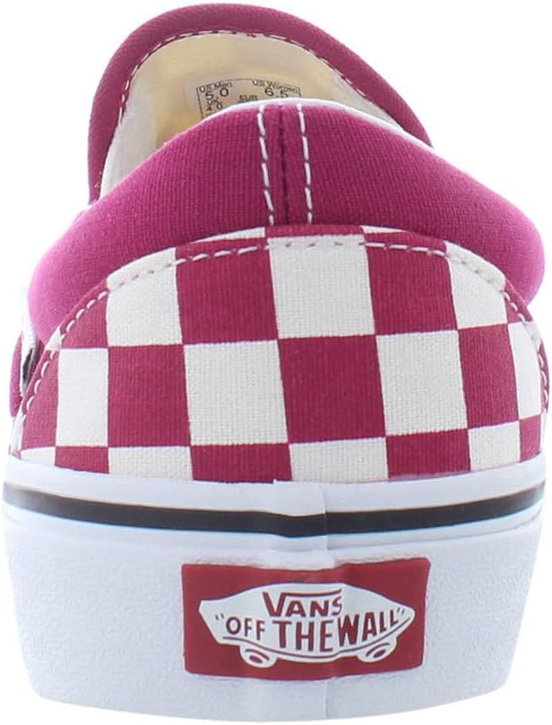 Men'S Classic Slip On, (Checkerboard) Cerise/True White, Size 6.5