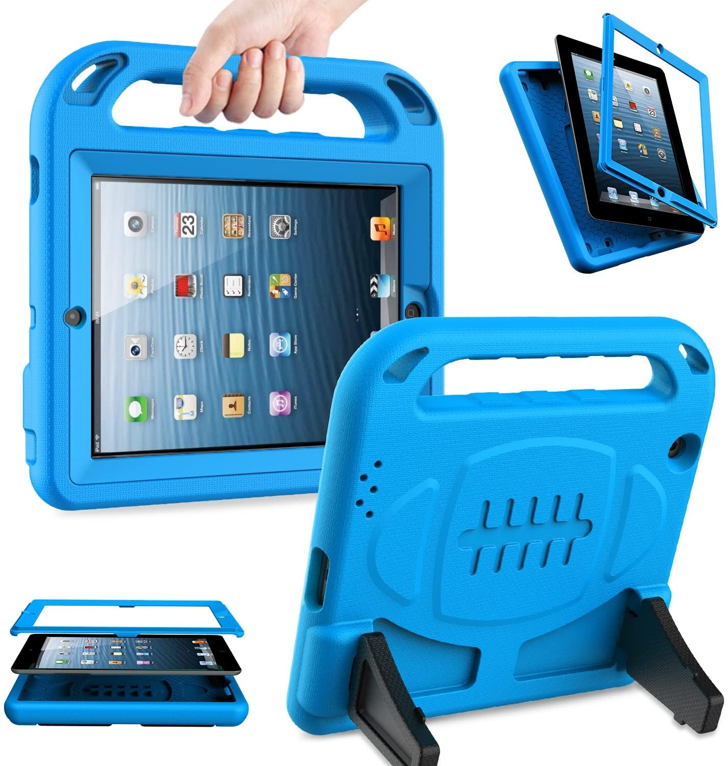 Kids Case for Ipad 2 3 4 Generation (Old Model)- Built-In Screen Protector, Shockproof Handle Stand Kids Friendly Compatible with Ipad 2Nd 3Rd 4Th Generation (Blue)