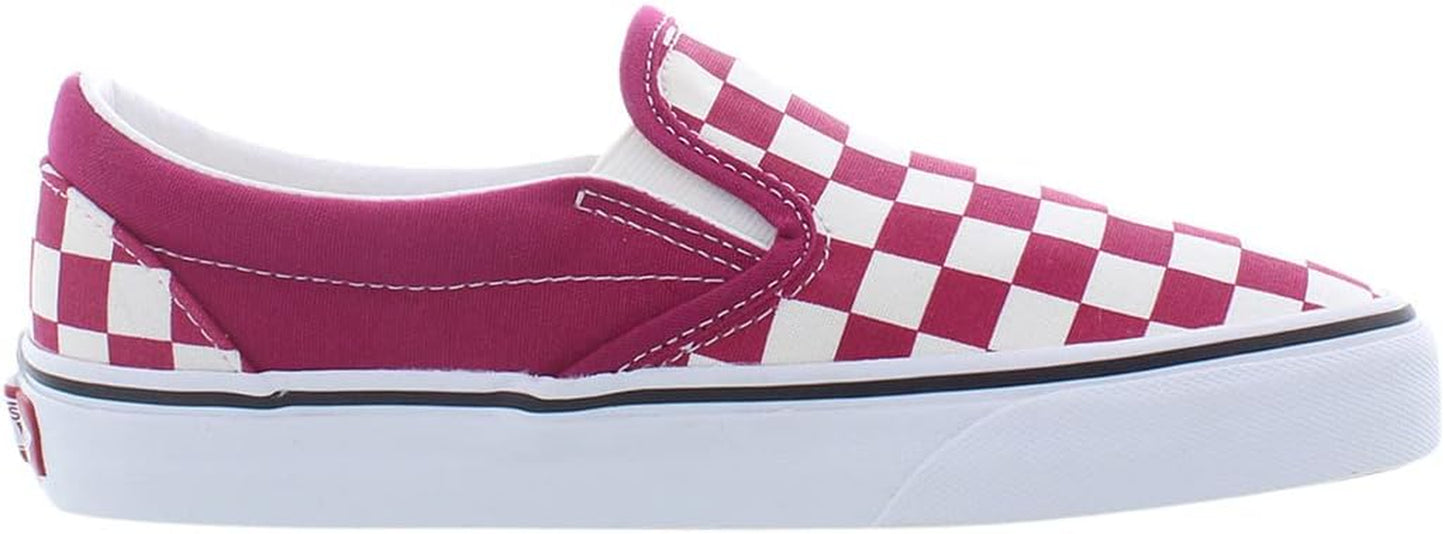 Men'S Classic Slip On, (Checkerboard) Cerise/True White, Size 6.5