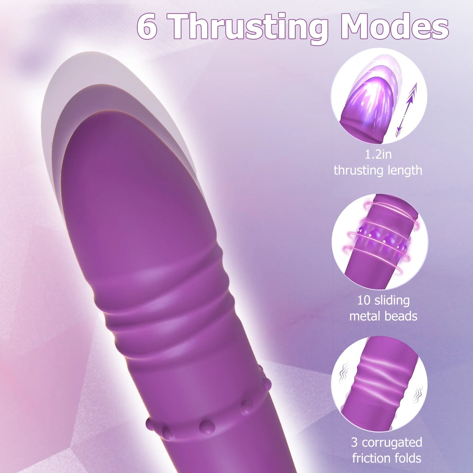 Thrusting Vibrator for Women, Female Sex Toys with 10 Vibrations Silicone Adult Toy