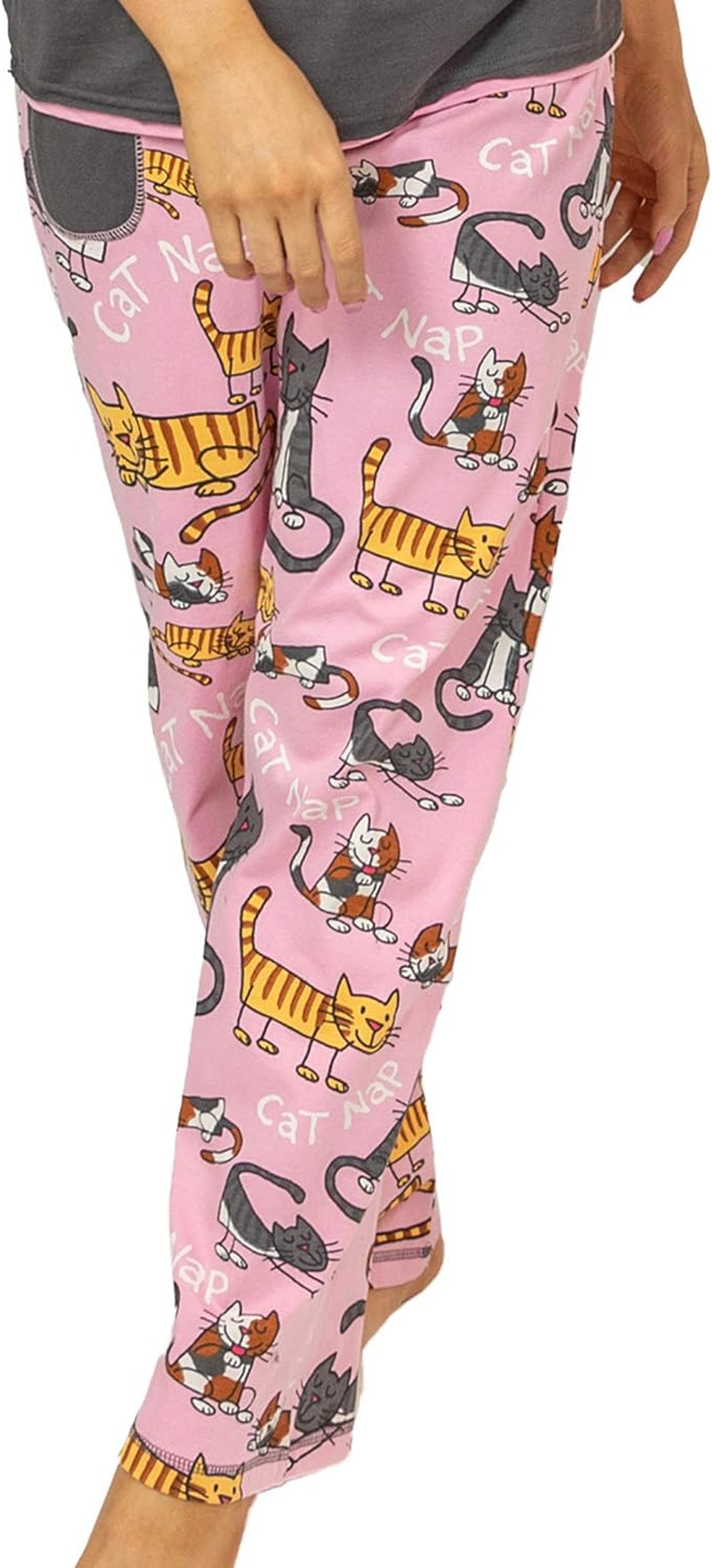 Pajamas for Women, Cute Pajama Pants and Top Separates, Cat, Nap, Animal